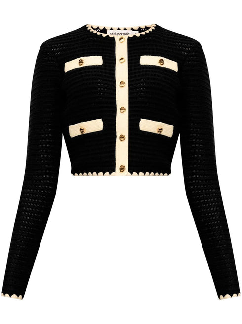 crochet-knit cropped cardigan